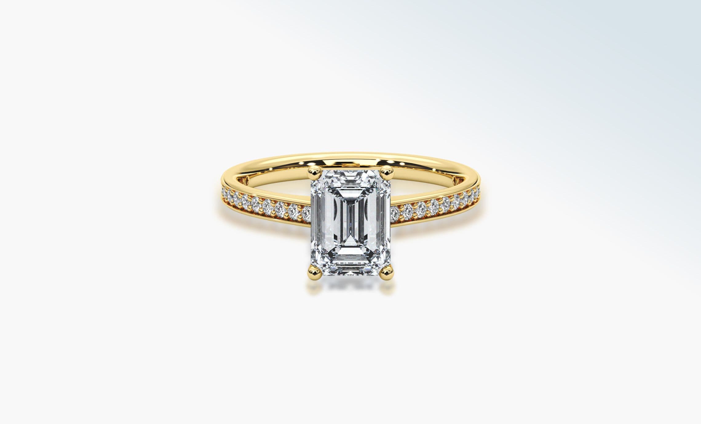 Front view of a gold diamond engagement ring