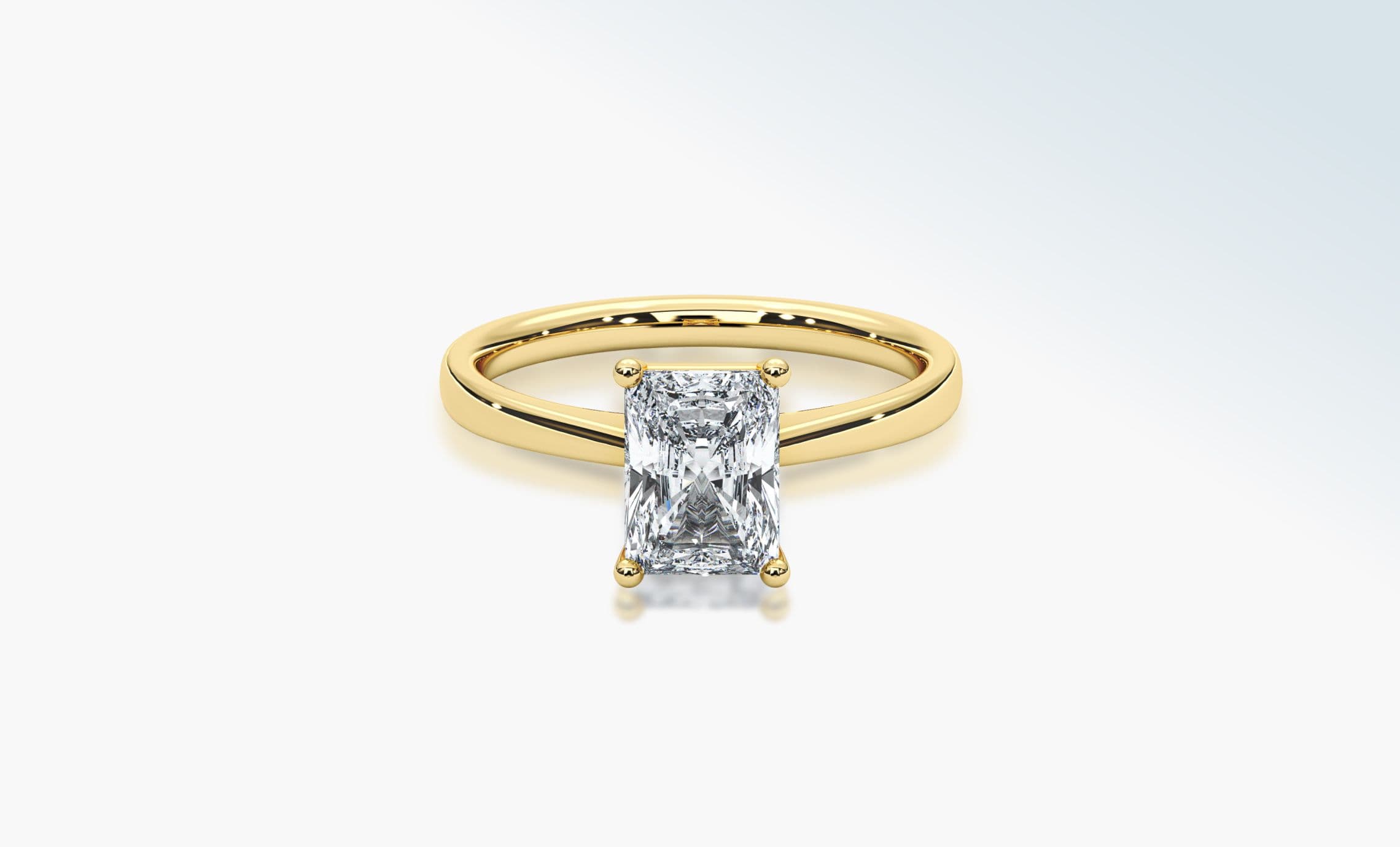 Front view of a gold diamond engagement ring