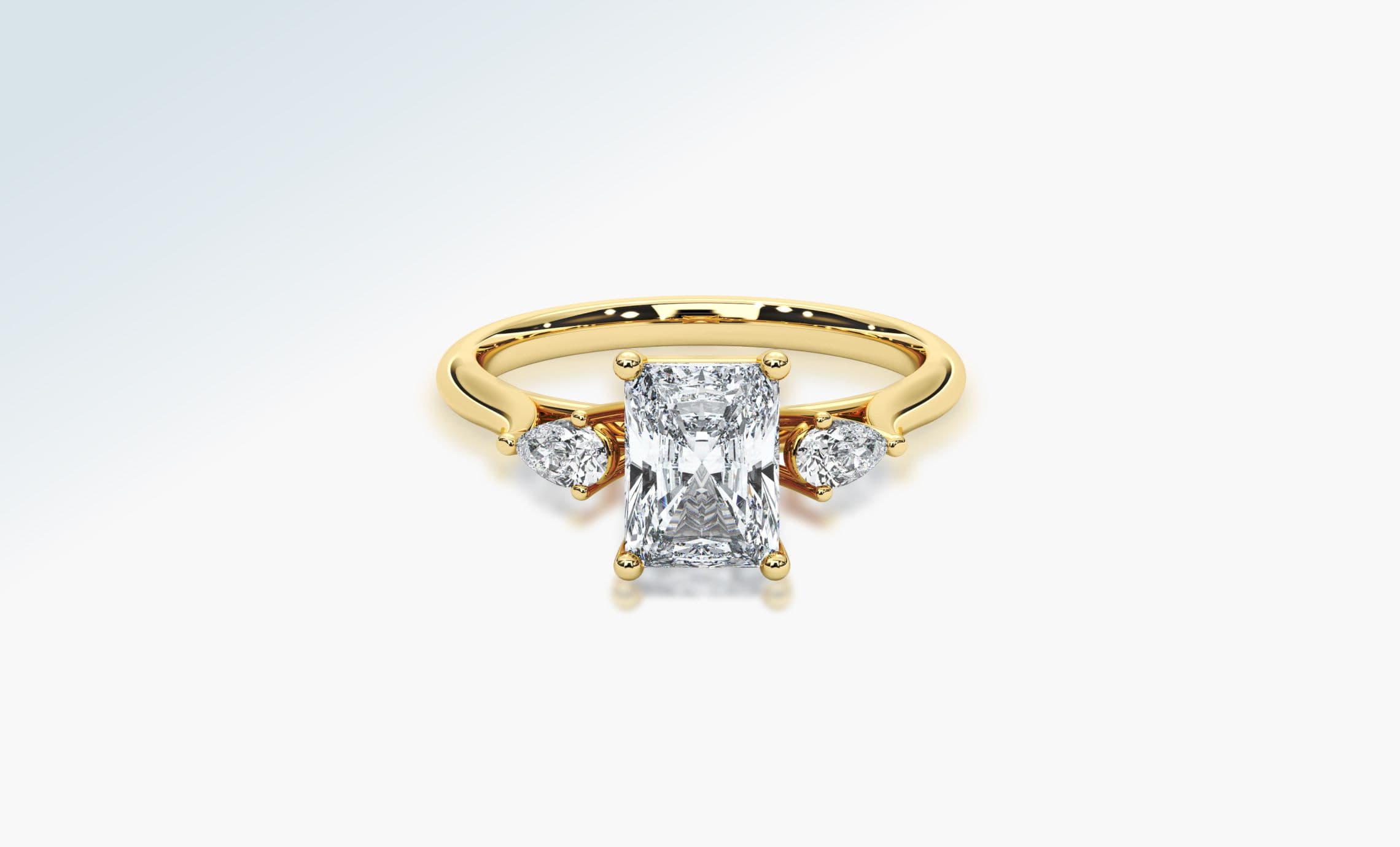 Front view of a gold diamond engagement ring