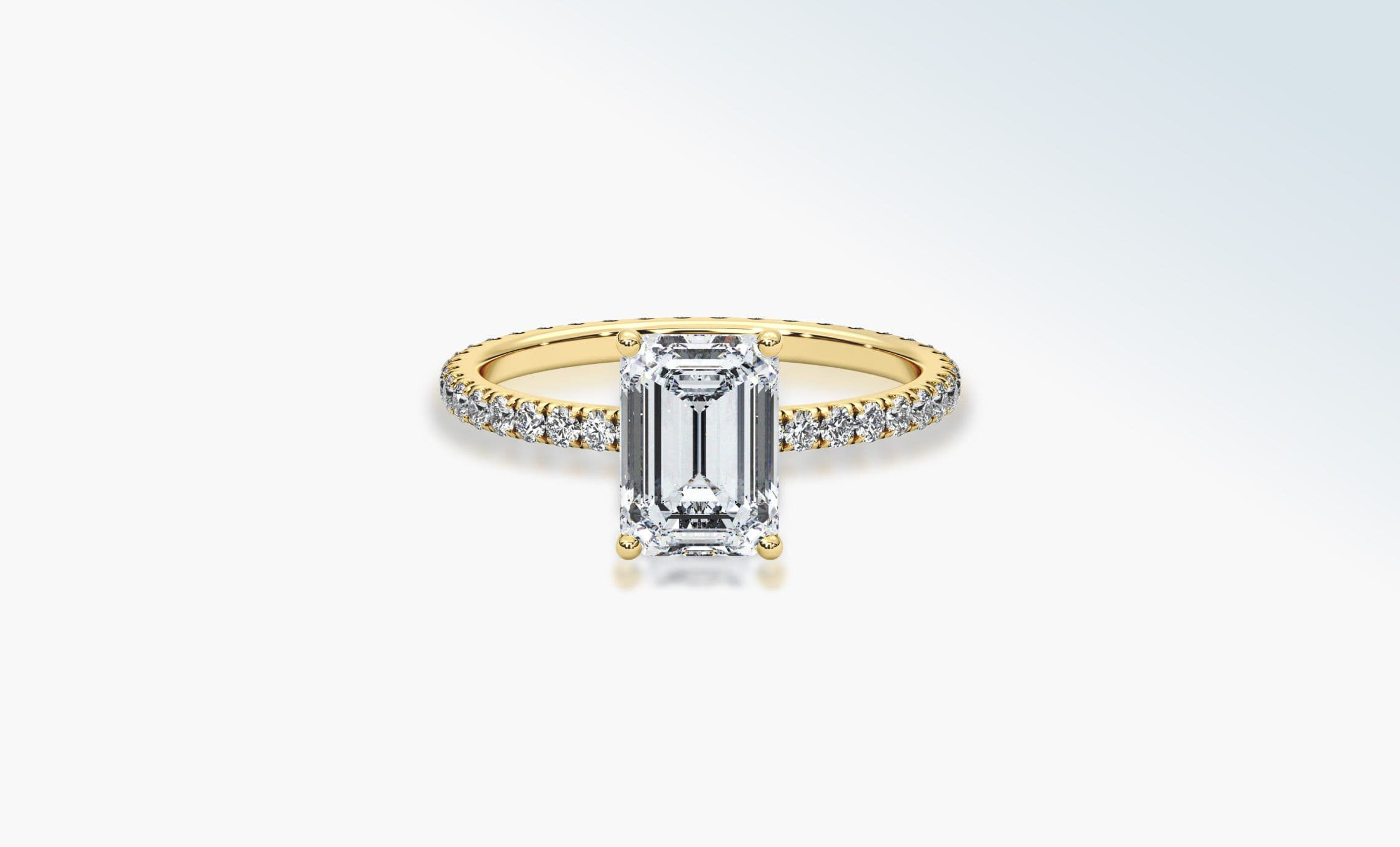 Front view of a gold diamond engagement ring
