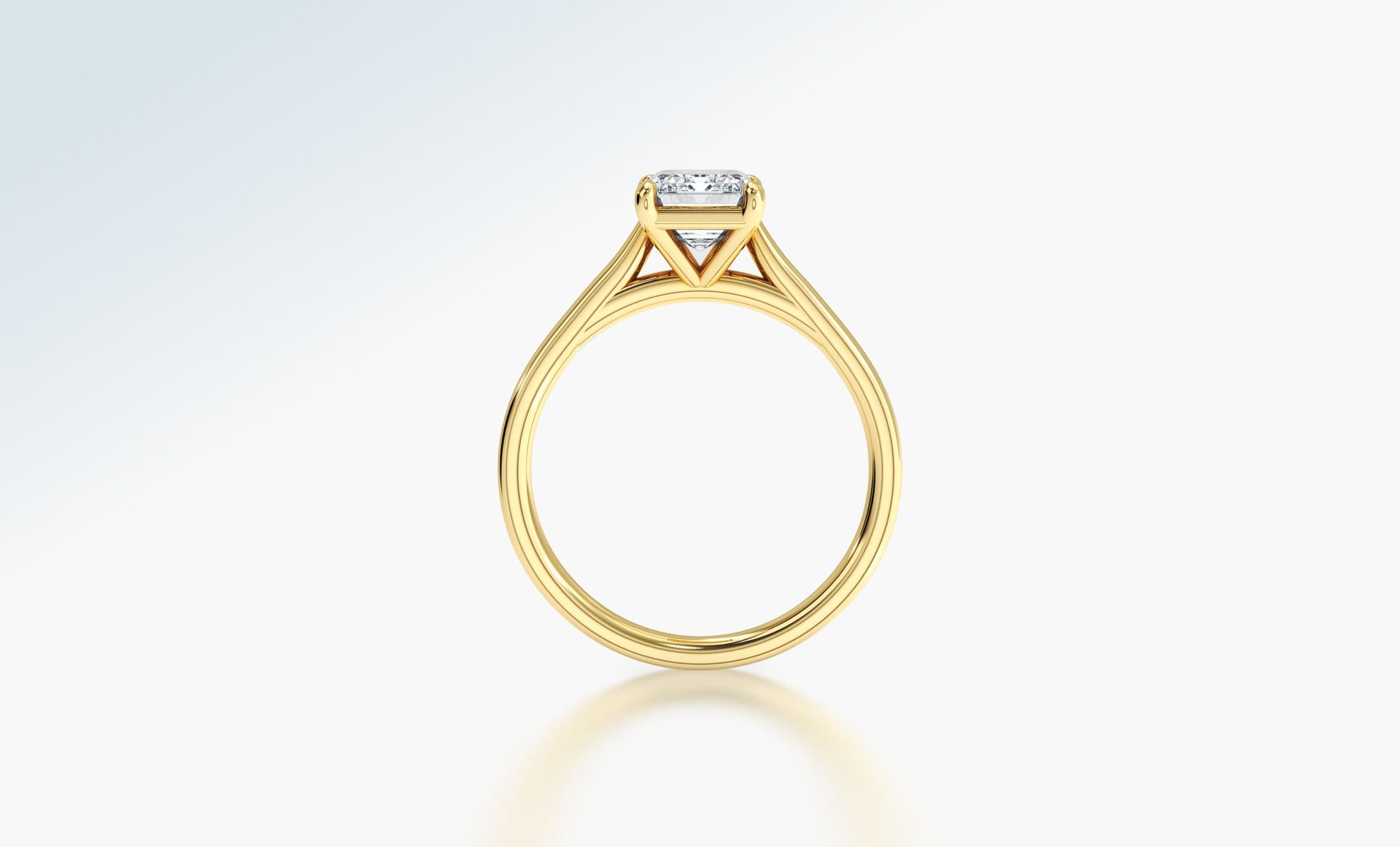 Profile view of a gold diamond engagement ring