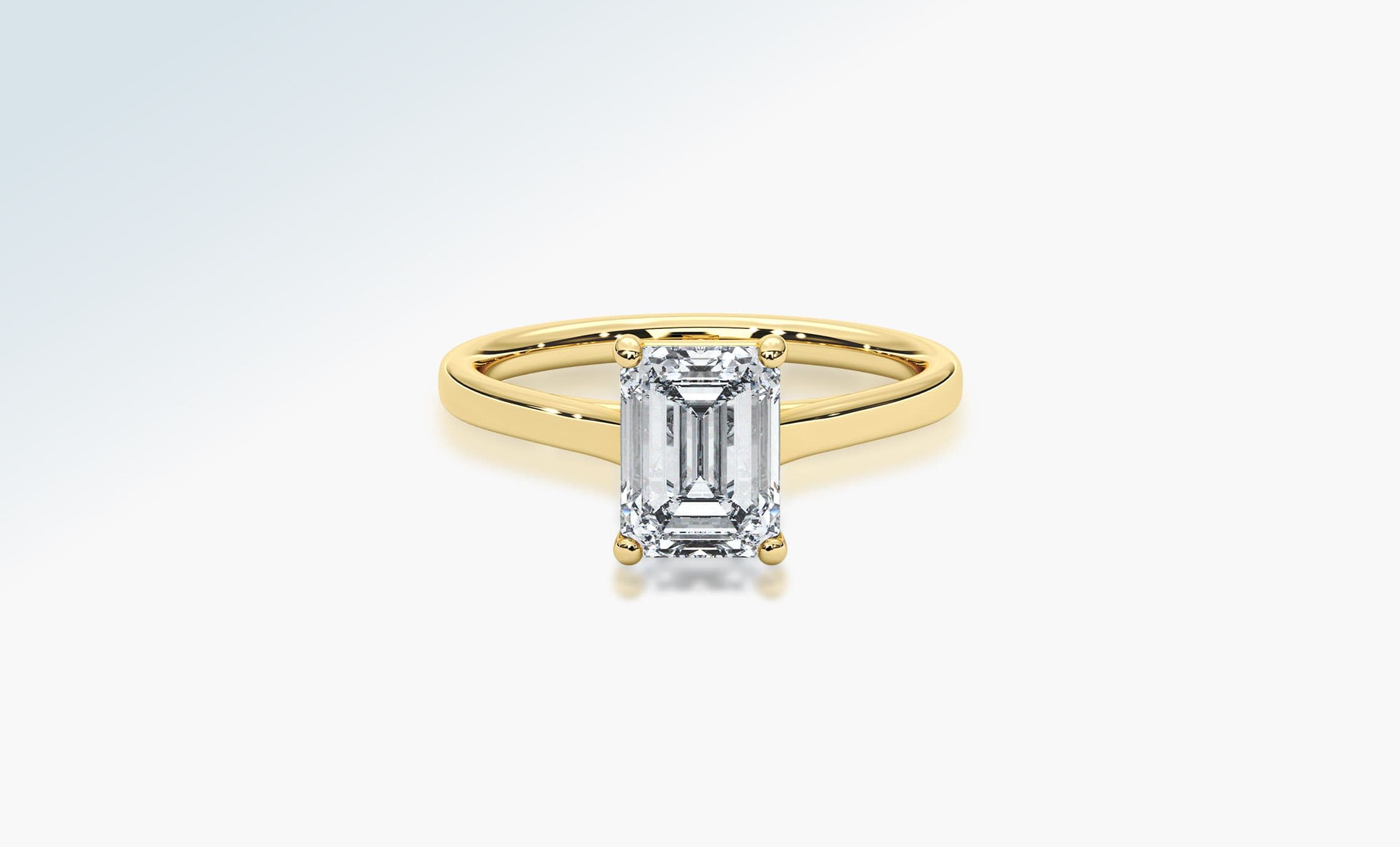 Front view of a gold diamond engagement ring