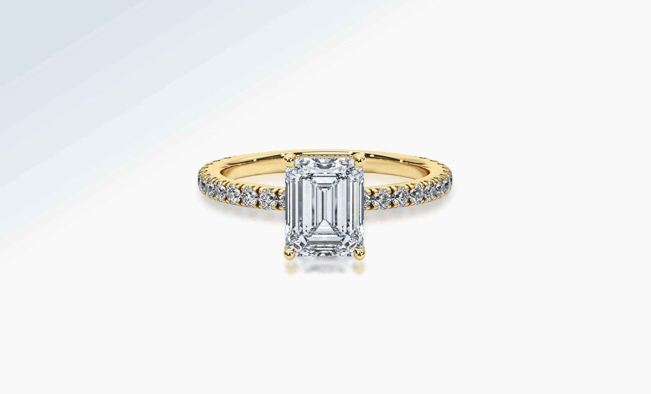 Front view of a gold diamond engagement ring