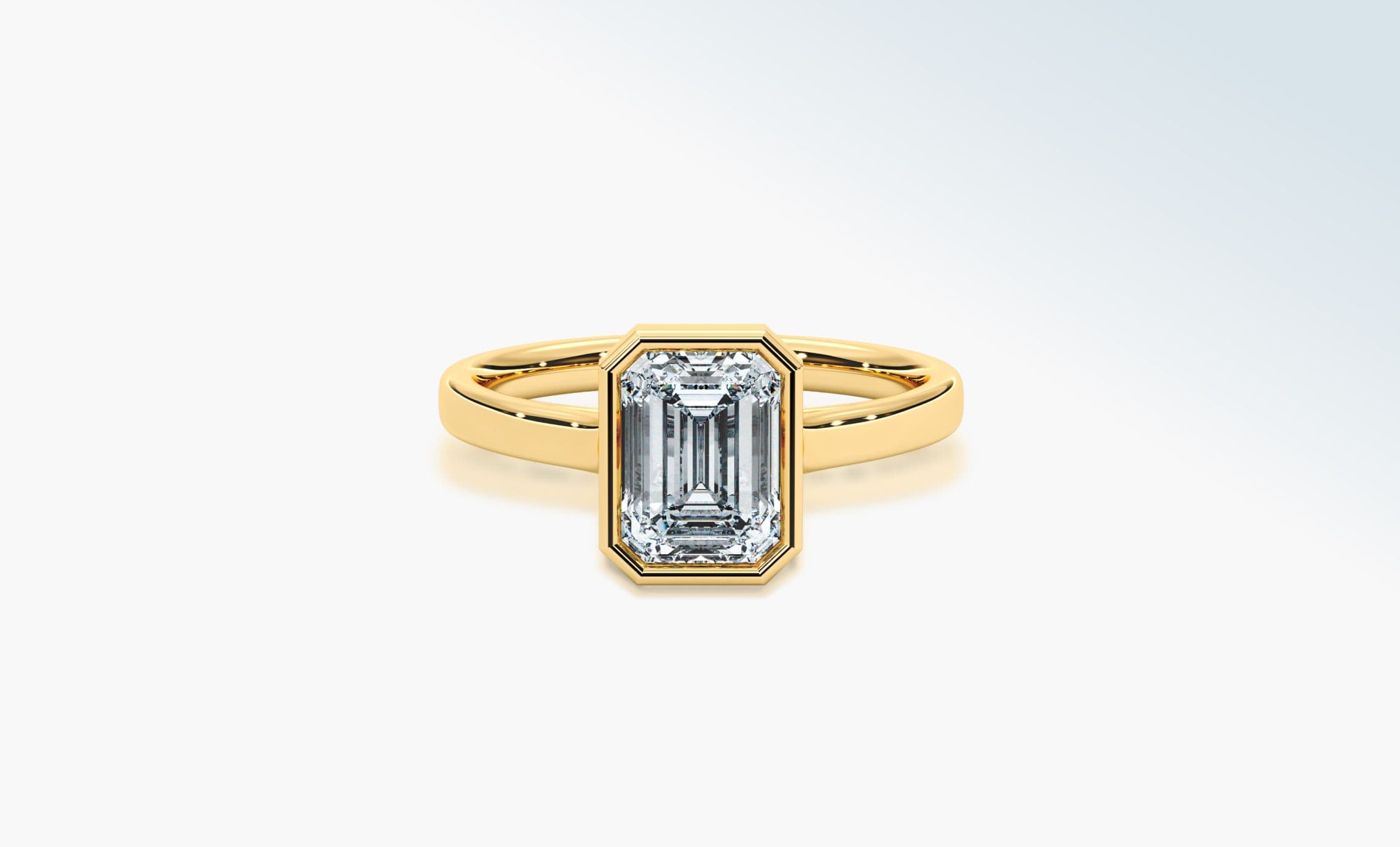 Front view of a gold diamond engagement ring